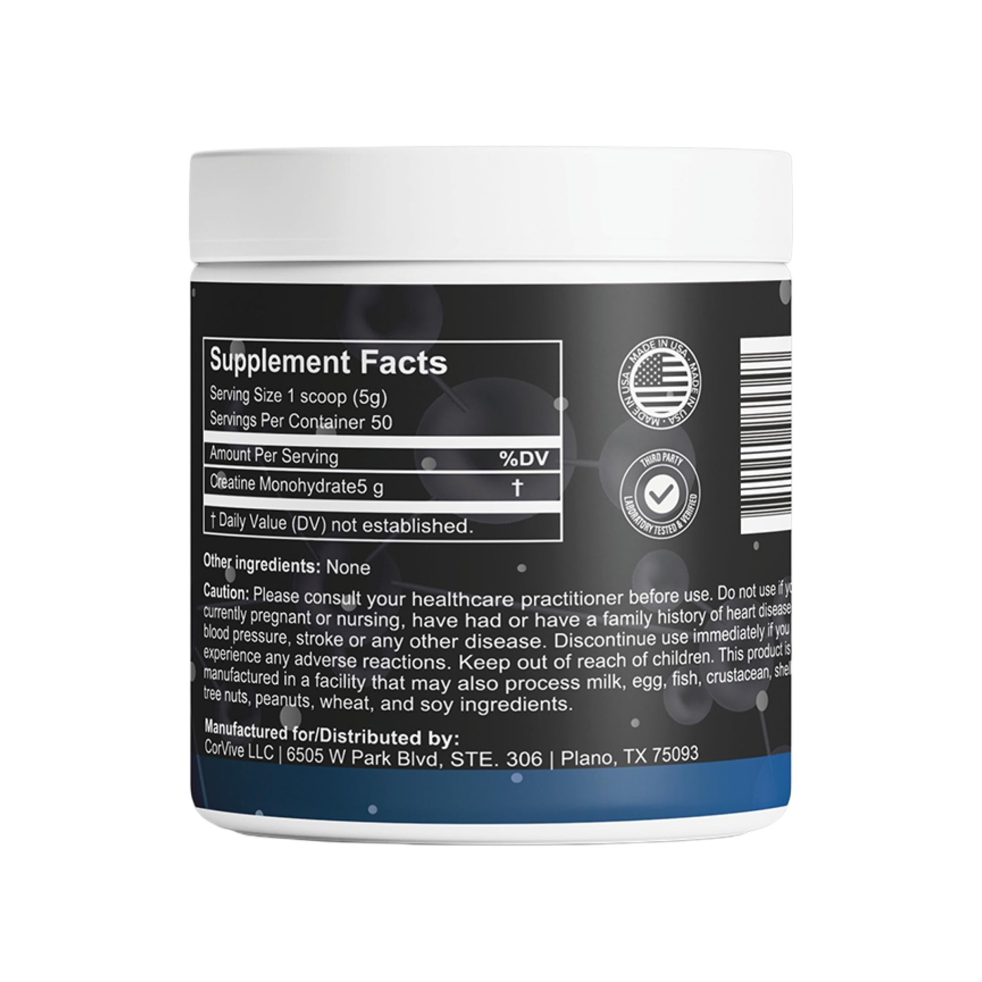 CorVive Creatine Monohydrate - Pure & Unflavored Creatine Powder - Vegan, Gluten Free, No Additives, Non-GMO - Easy-Mix Formula for Strength & Performance Support - dailyvitalstore