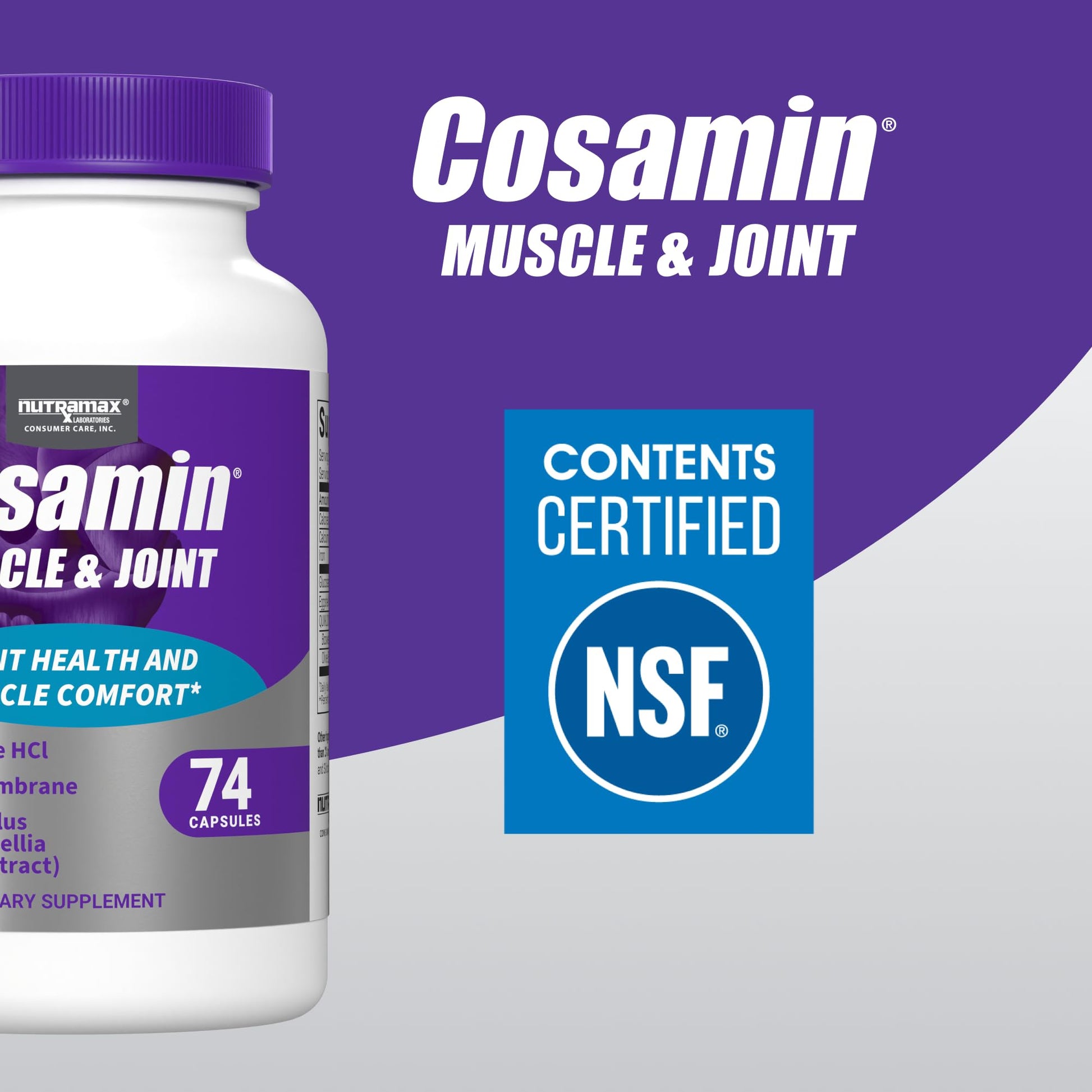 Cosamin Nutramax Muscle & Joint, Works to Decrease Cartilage Breakdown, Joint Health Supplement, Adult Men and Women Joint Health, 74 Capsules - dailyvitalstore