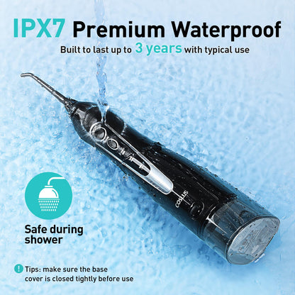 COSLUS Water Dental Flosser Teeth Pick C20: ADA Accepted, Portable Cordless Oral Irrigator 300ML Rechargeable Travel Irrigation Cleaner IPX7 Waterproof Electric - dailyvitalstore