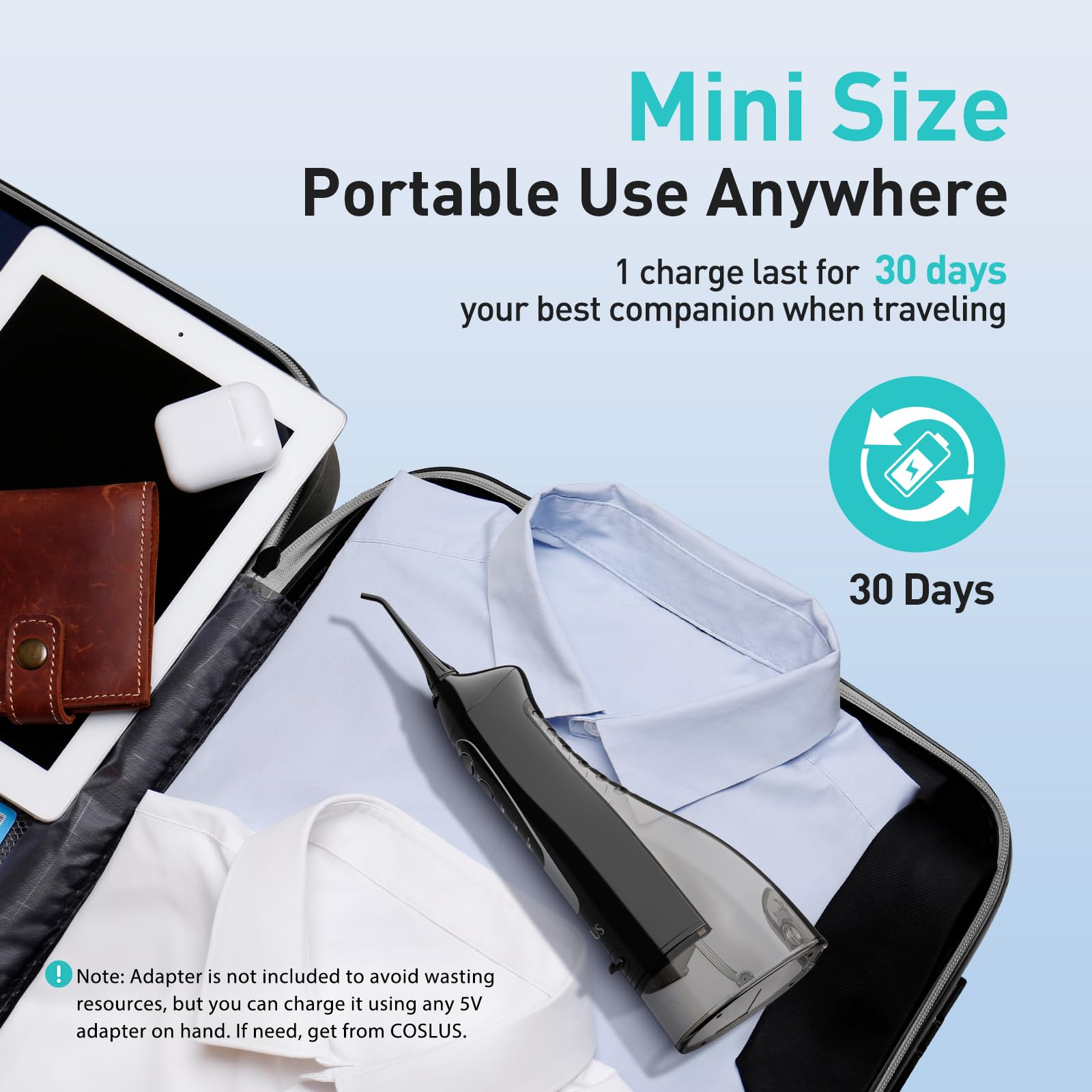 COSLUS Water Dental Flosser Teeth Pick C20: ADA Accepted, Portable Cordless Oral Irrigator 300ML Rechargeable Travel Irrigation Cleaner IPX7 Waterproof Electric - dailyvitalstore