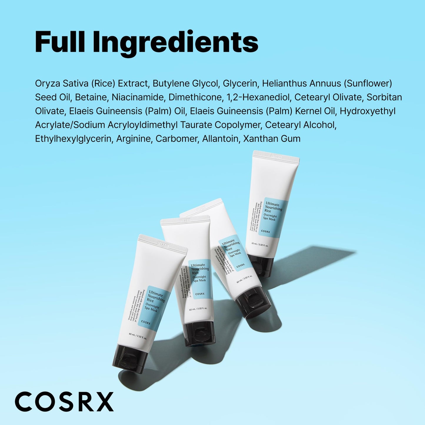 COSRX Ultimate Nourishing Rice Overnight Spa Mask, 60ml / 2.02 fl.oz | Rice Extract 68% and Niacinamide 2%, Korean Skin Care, Animal Testing Free - dailyvitalstore