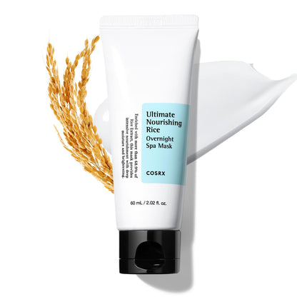 COSRX Ultimate Nourishing Rice Overnight Spa Mask, 60ml / 2.02 fl.oz | Rice Extract 68% and Niacinamide 2%, Korean Skin Care, Animal Testing Free - dailyvitalstore