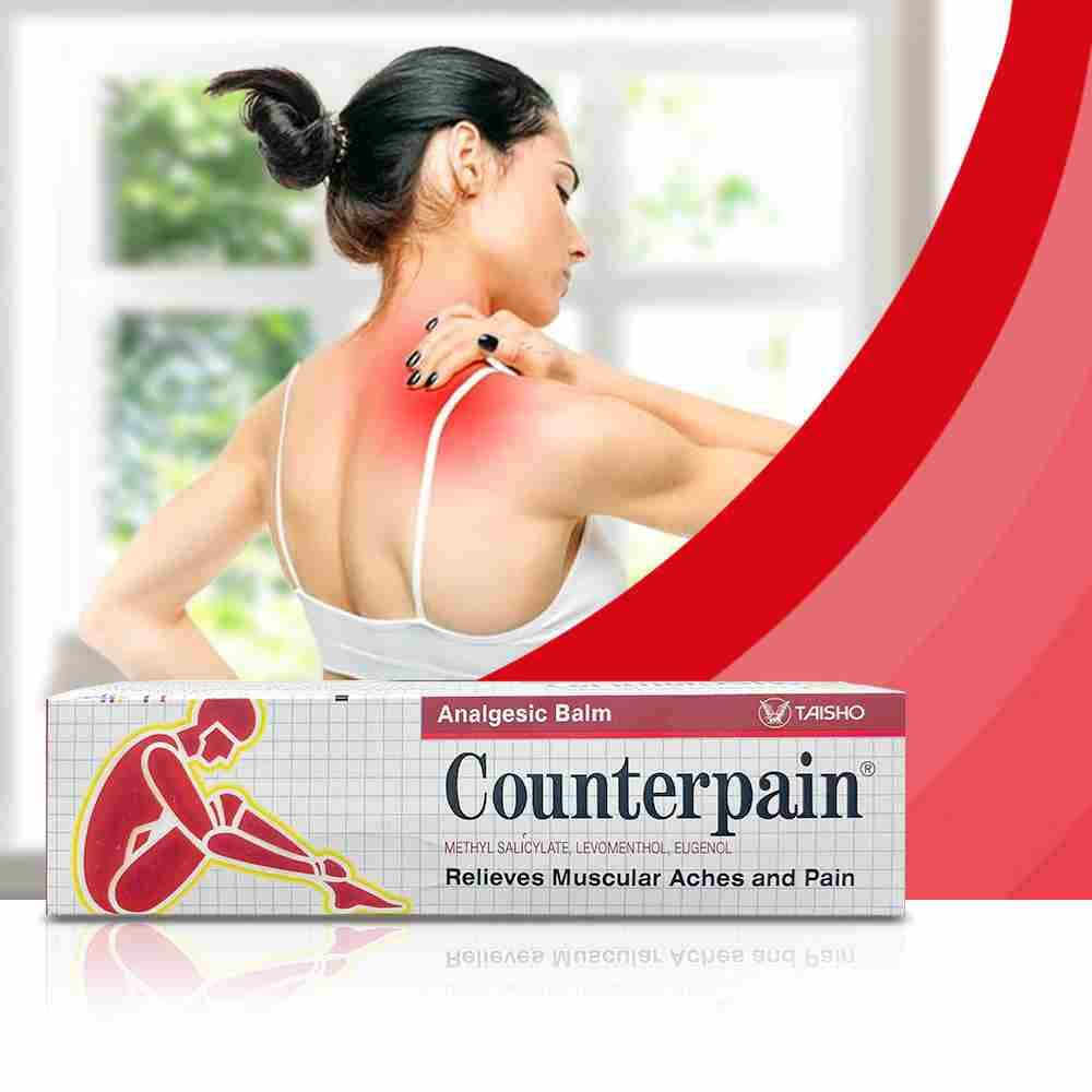 Counterpain® Warm Balm for Temporary Relief of Minor Muscular Aches and Pain, Methyl Salicylate, Levomenthol, Eugenol, Made in Indonesia - dailyvitalstore