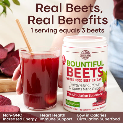 Country Farms Bountiful Beets, Wholefood Beet Extract Superfood, Helps Support Healthy Circulation and Promote Energy - dailyvitalstore