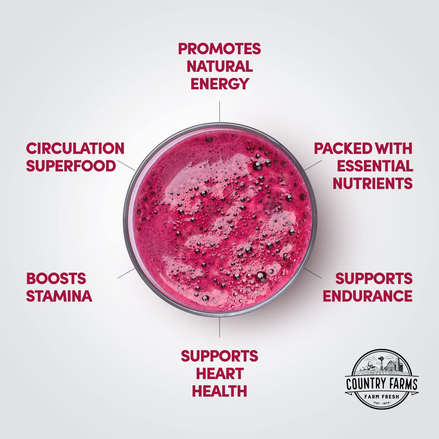 Country Farms Bountiful Beets, Wholefood Beet Extract Superfood, Helps Support Healthy Circulation and Promote Energy - dailyvitalstore