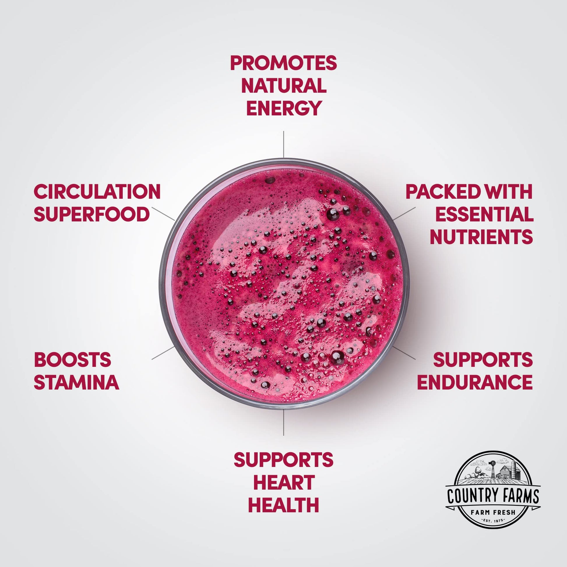Country Farms Bountiful Beets, Wholefood Beet Extract Superfood, Helps Support Healthy Circulation and Promote Energy - dailyvitalstore