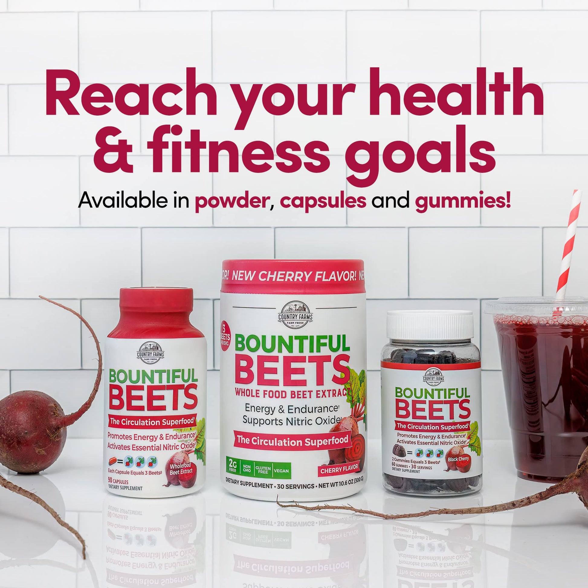 Country Farms Bountiful Beets, Wholefood Beet Extract Superfood, Helps Support Healthy Circulation and Promote Energy - dailyvitalstore
