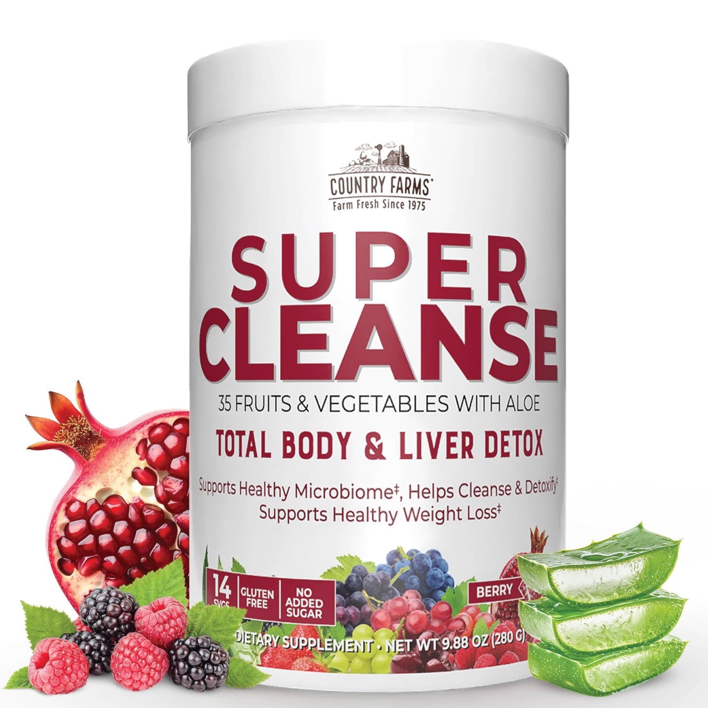 Country Farms Super Cleanse, Super Juice Cleanse, Supports Healthy Digestive System, 34 Fruits and Vegetables with Aloe, Promotes Natural Detoxification, - dailyvitalstore