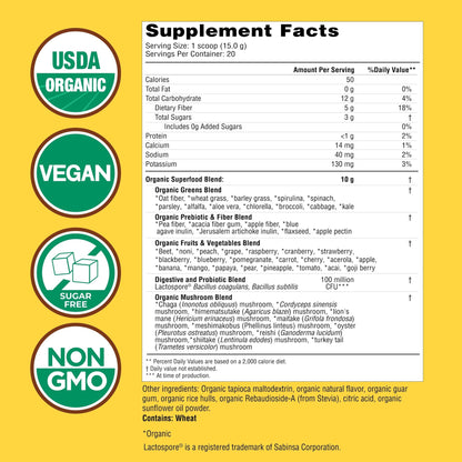 Country Farms Super Greens Apple Banana Powder Smoothie, Organic Super Foods, USDA Organic Drink Mix, Fruits, Vegetables, Mushrooms, Superfood Nutrition, 40 Servings, 2 Pack - dailyvitalstore