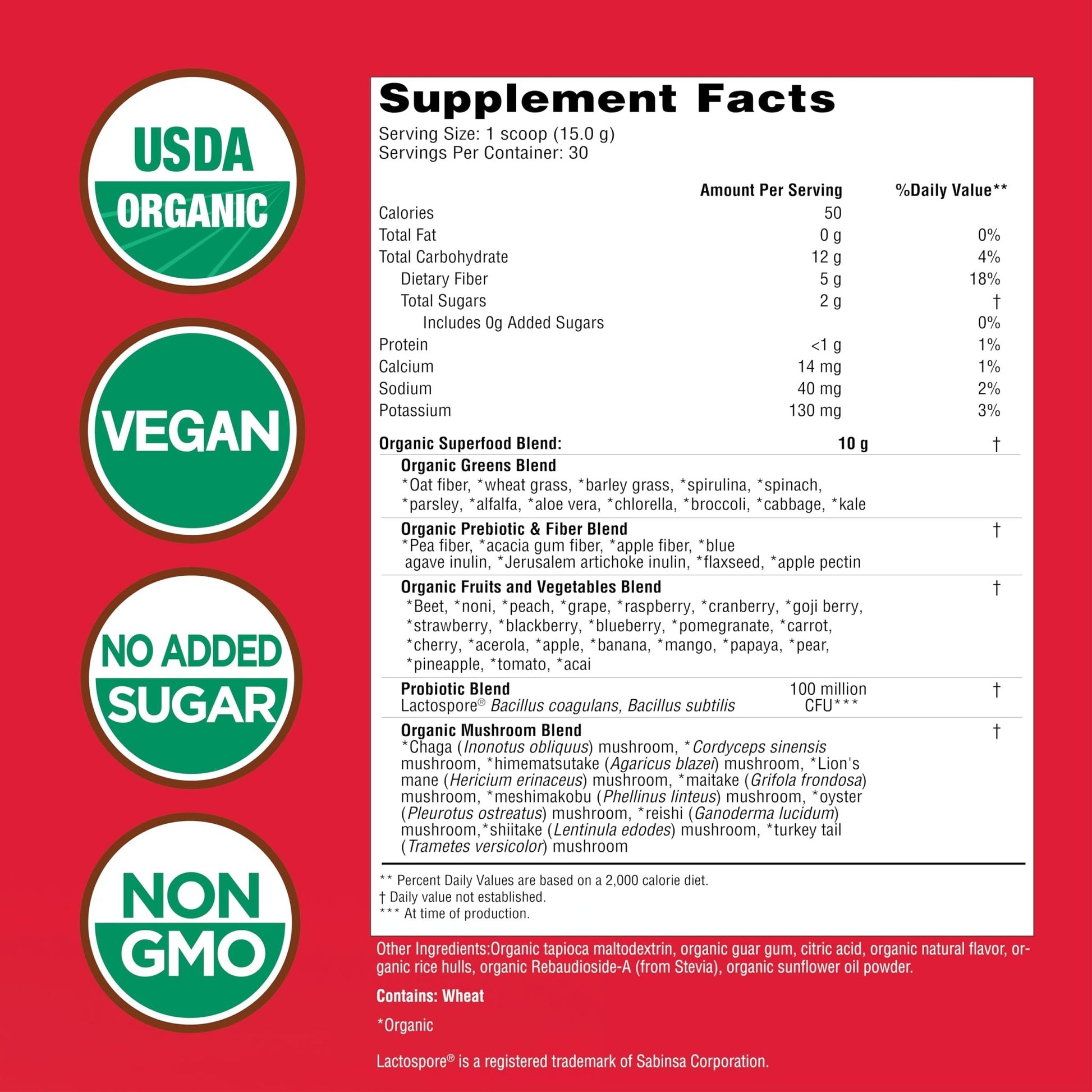 Country Farms Super Greens Berry Flavor, 50 Organic Super Foods, USDA Organic Drink Mix (Wheat Grass, Spirulina, Chlorella) Mushrooms & Probiotics, with Fiber, Gut Health, Natural Energy, 30 Servings - dailyvitalstore