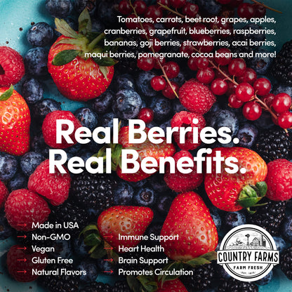 COUNTRY FARMS Super Reds, Energizing Polyphenol Superfood, 48 Super Fruits and Berries, Powerful Antioxidants and Polyphenols, Supports Energy, 20 Servings, Mixed Berry Flavor - dailyvitalstore