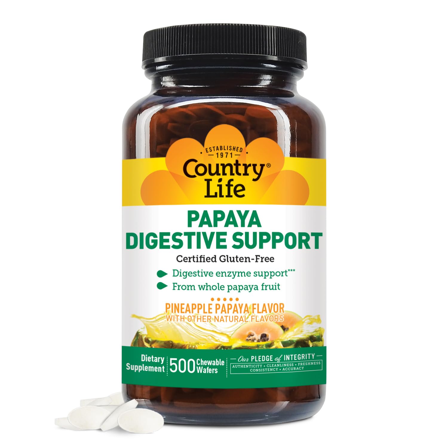 Country Life Chewable Papaya Enzymes for Digestion Support - Natural Pineapple & Papaya Flavor, Assists with Nutrient Absorption - dailyvitalstore