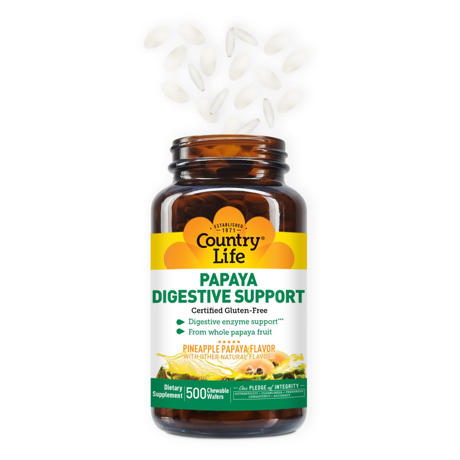 Country Life Chewable Papaya Enzymes for Digestion Support - Natural Pineapple & Papaya Flavor, Assists with Nutrient Absorption - dailyvitalstore