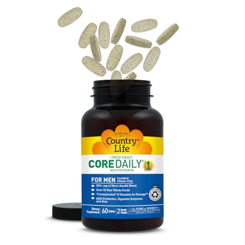 Country Life Core Daily-1 for Men - Multivitamin with Probiotics, Saw Palmetto, Pumpkin Seed Extract, and Coenzymated B Vitamins - Gluten-Free and Vegetarian - 60 Tablets - dailyvitalstore