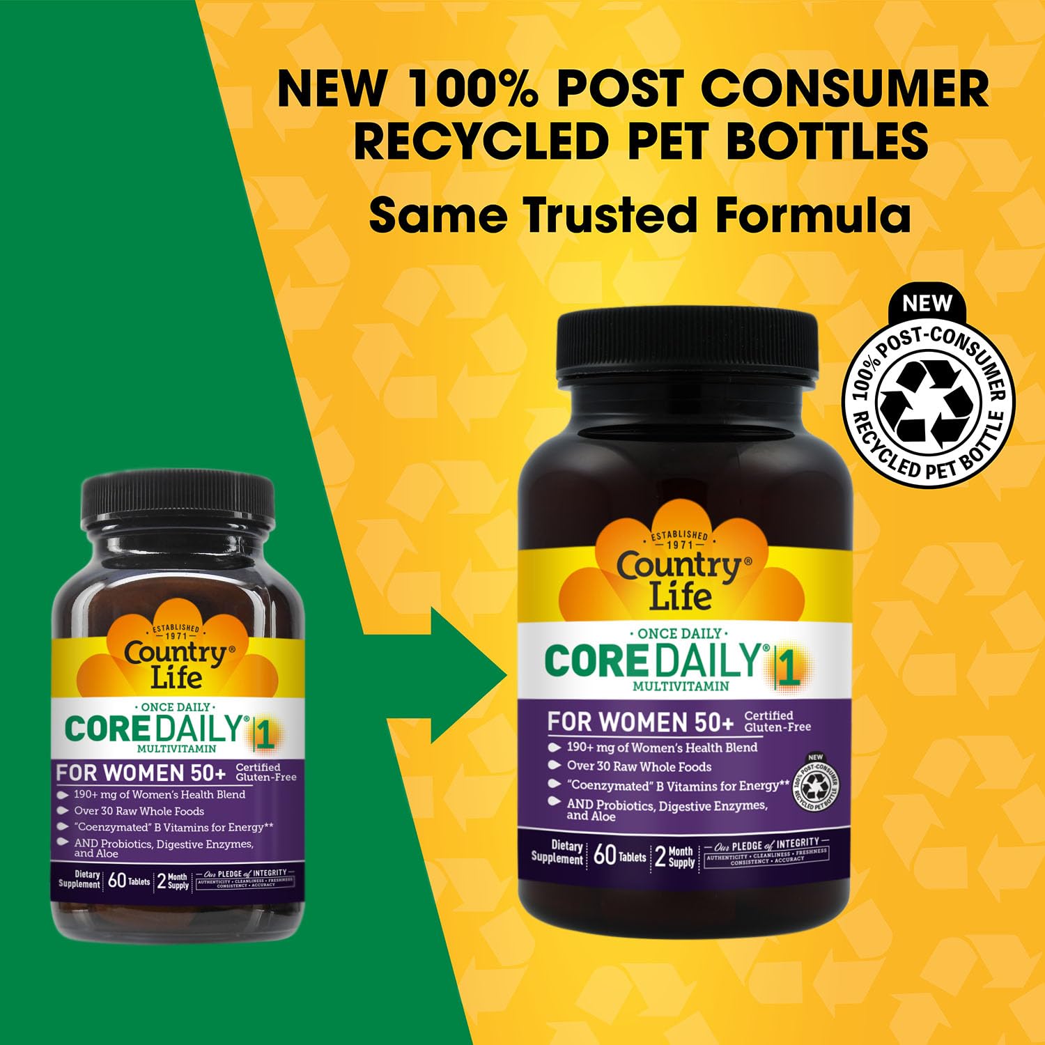 Country Life CORE Daily-1 for Women 50+ Multivitamin - Formulated for Women Over 50, Complete Daily Nutrition with Women's Health Blend, Coenzymated B Vitamins, Probiotics, and Digestive Enzymes - dailyvitalstore