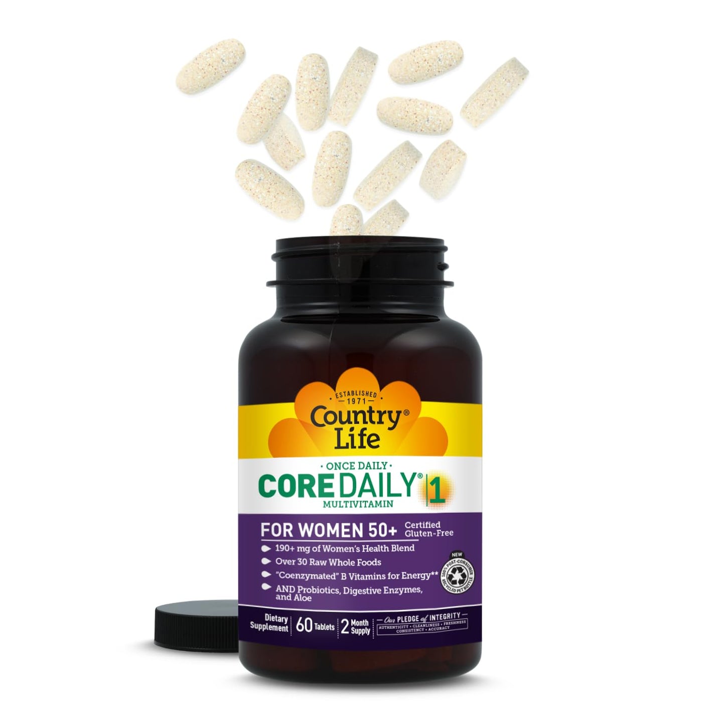 Country Life CORE Daily-1 for Women 50+ Multivitamin - Formulated for Women Over 50, Complete Daily Nutrition with Women's Health Blend, Coenzymated B Vitamins, Probiotics, and Digestive Enzymes - dailyvitalstore