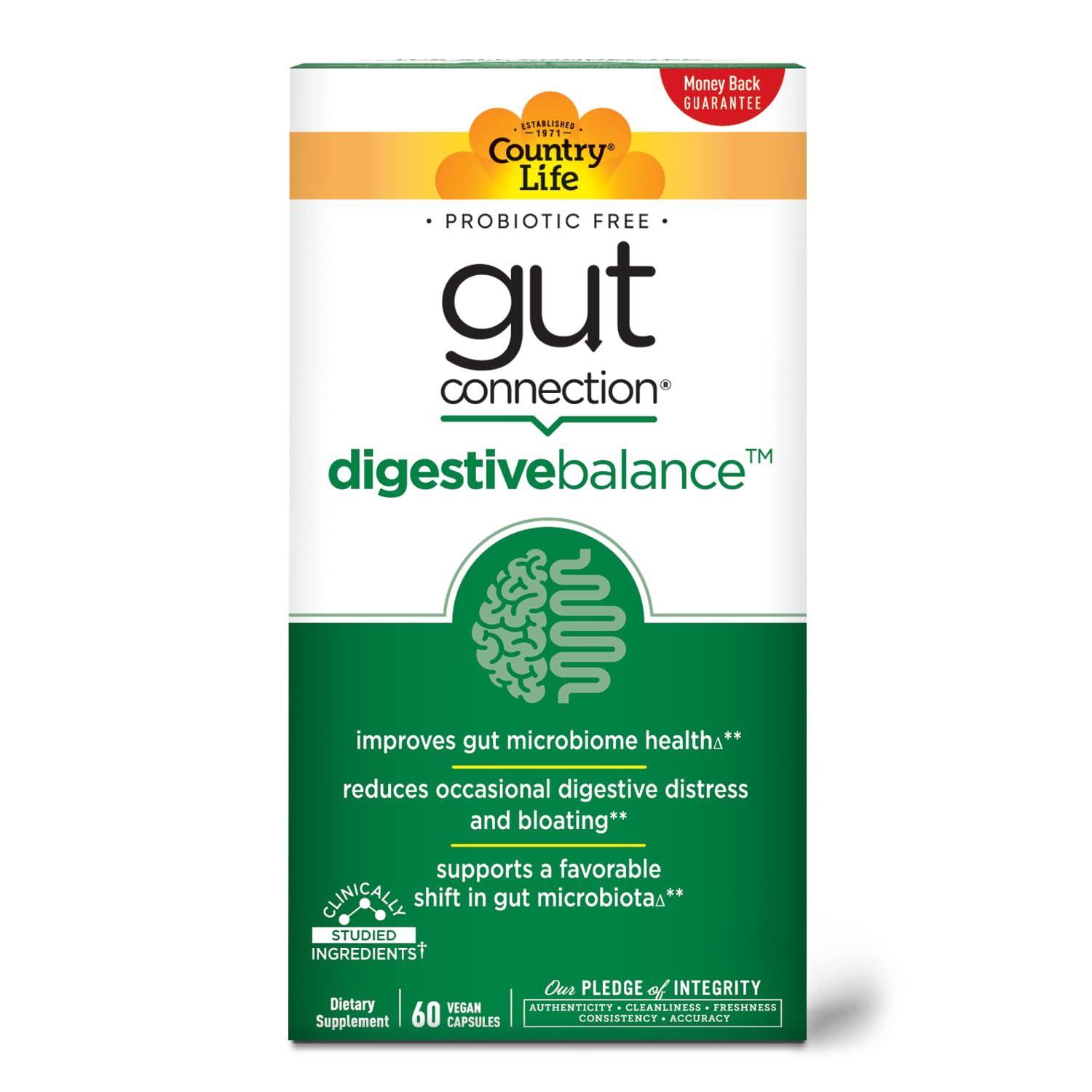 Country Life Gut Connection Digestive Balance – Prebiotic & Digestive Enzyme Supplement for Gut Health, Bloating Relief, and Improved Bowel Movements - dailyvitalstore