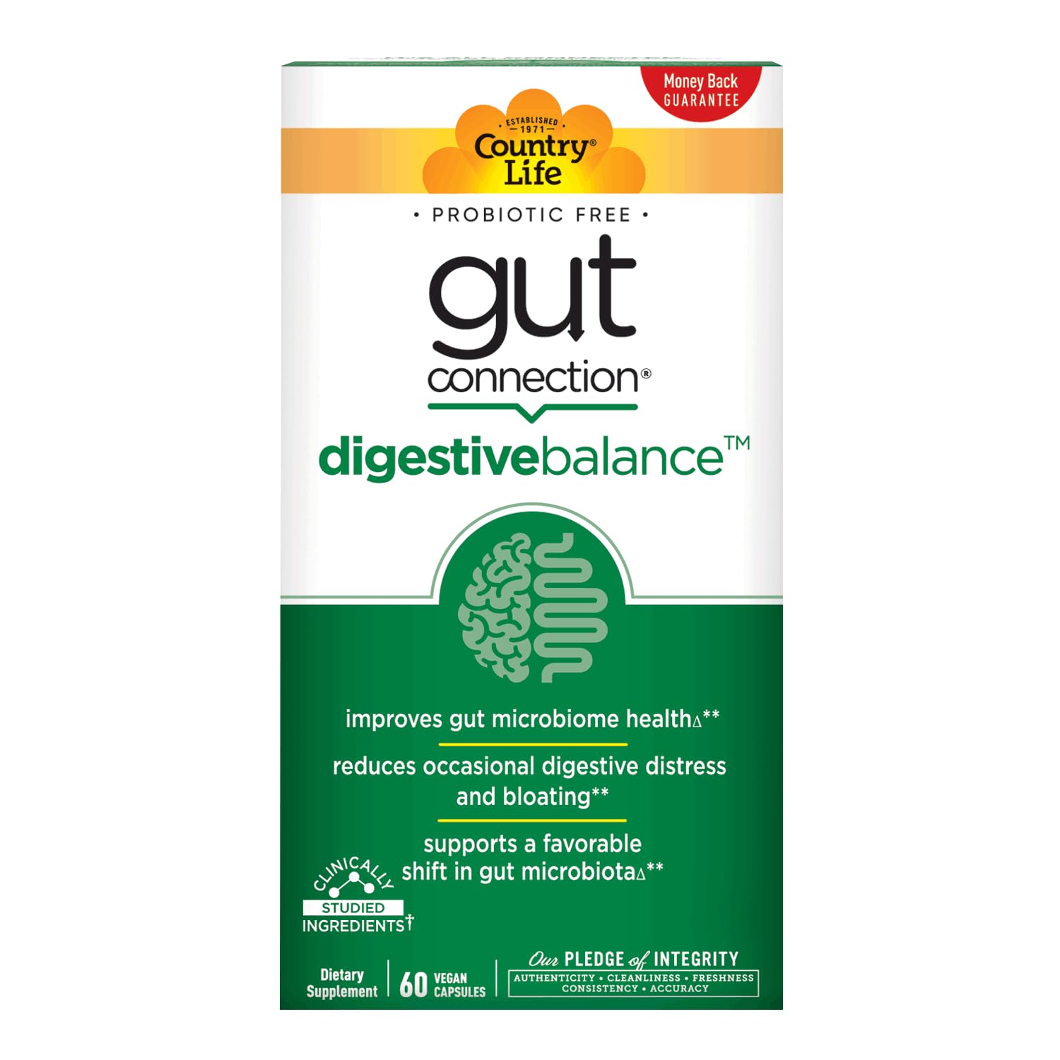 Country Life Gut Connection Digestive Balance – Prebiotic & Digestive Enzyme Supplement for Gut Health, Bloating Relief, and Improved Bowel Movements - dailyvitalstore