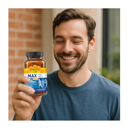 Country Life Max for Men Multivitamin: Iron-Free, Gluten Free, Saw Palmetto, Lycopene, Daily Support for Energy, Heart & Men's Health,120 Vegetarian Tablets - dailyvitalstore