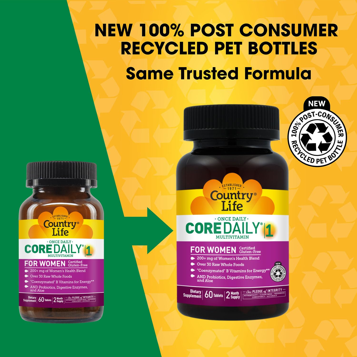 Country Life Women’s Core 1 Daily Multivitamin with Iron, Cranberry, Probiotics, and Digestive Enzymes-Certified Gluten-Free Formula for Energy, Immune Support and Complete Digestive Health,60 Tablets - dailyvitalstore