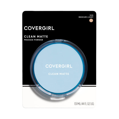 COVERGIRL Clean Matte Pressed Powder, Medium Light 535, 0.35 Oz, Pack of 1 (Packaging May Vary) - dailyvitalstore