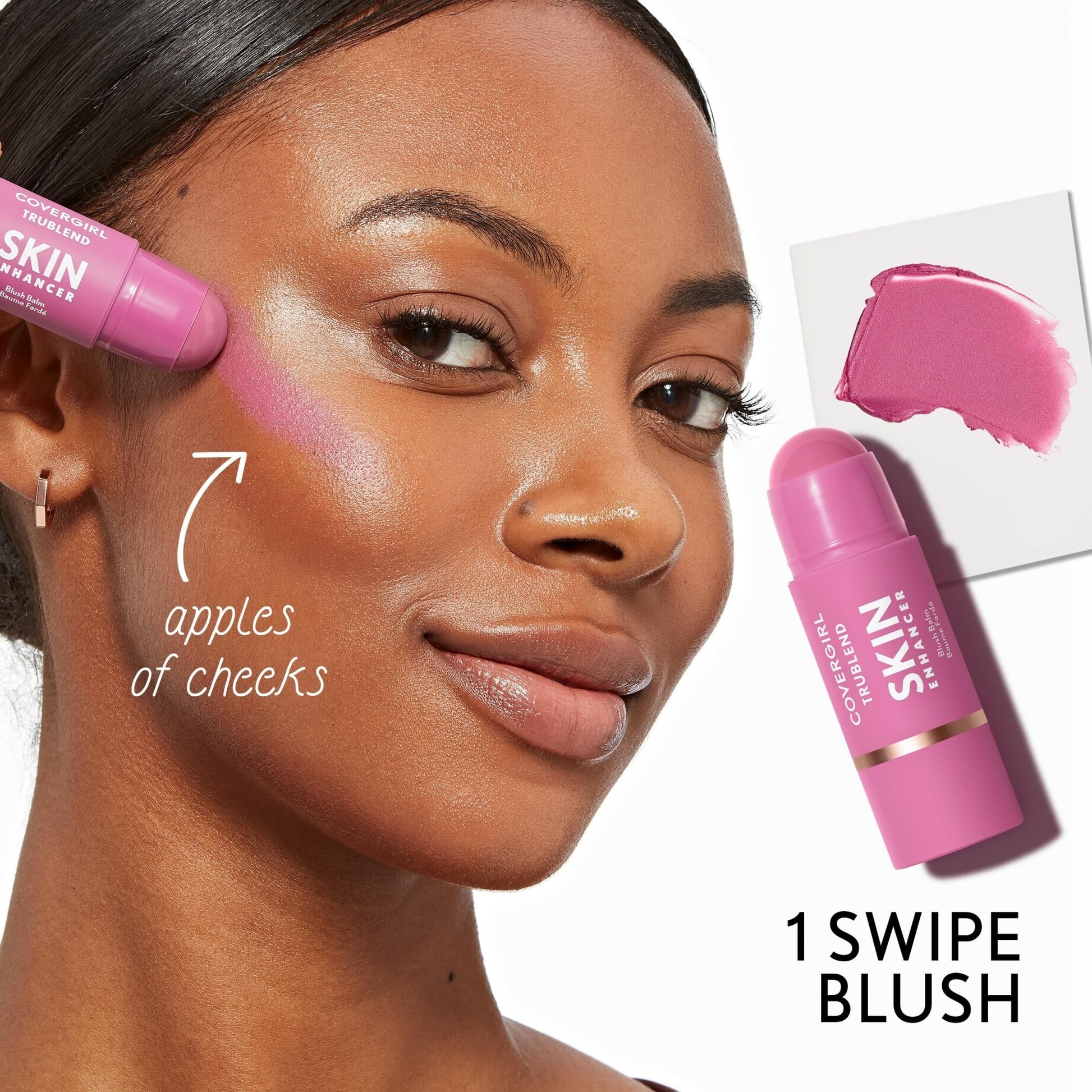 COVERGIRL Trublend Skin Enhancer Blush Balm Stick, Vegan Formula, Easy to Use, Glides on Effortlessly, Non-Greasy, Doesn't Crease - 225 Candied Strawberry (Bright Red) - dailyvitalstore