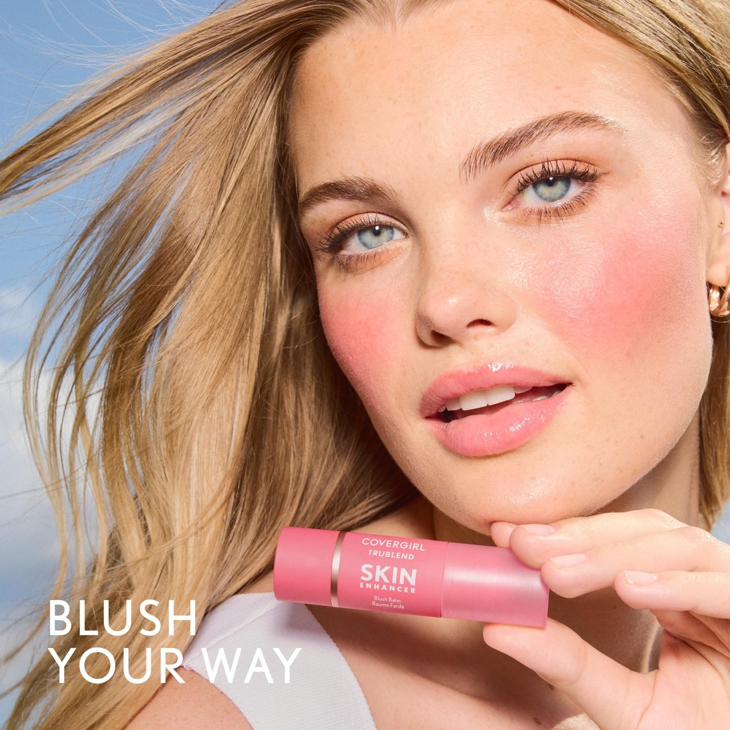 COVERGIRL Trublend Skin Enhancer Blush Balm Stick, Vegan Formula, Easy to Use, Glides on Effortlessly, Non-Greasy, Doesn't Crease - 225 Candied Strawberry (Bright Red) - dailyvitalstore