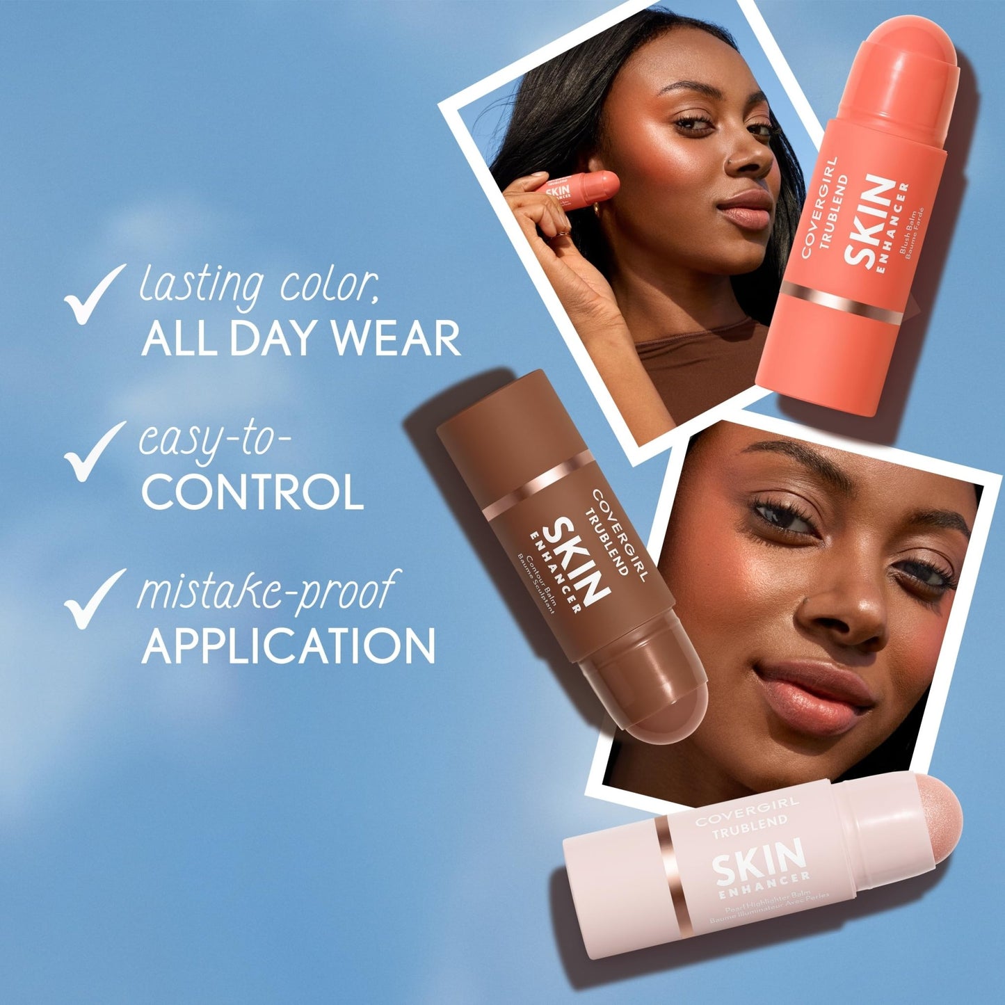 COVERGIRL Trublend Skin Enhancer Blush Balm Stick, Vegan Formula, Easy to Use, Glides on Effortlessly, Non-Greasy, Doesn't Crease - 225 Candied Strawberry (Bright Red) - dailyvitalstore