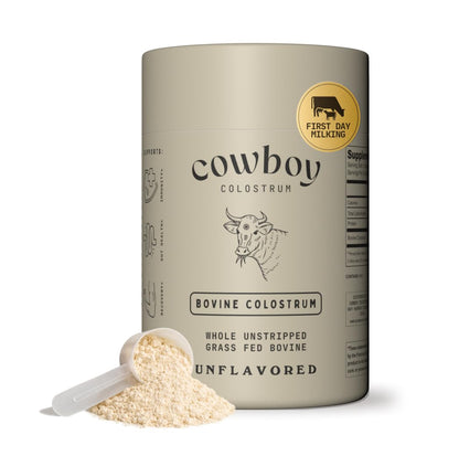 Cowboy - The Exclusive 1st Milking, Whole, Grass Fed Colostrum Supplement for Full Body Health - Bovine Colostrum Powder Packed w/Bioactive Nutrients - Sugar Free (Unflavored, 40 Servings) - dailyvitalstore