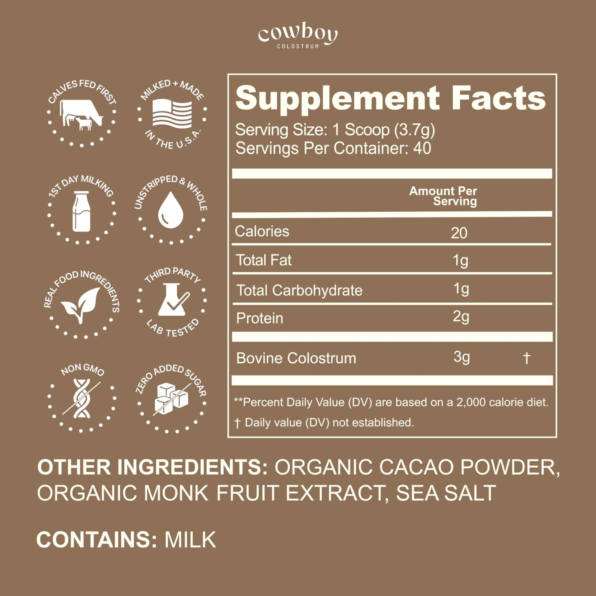 Cowboy - The Exclusive 1st Milking, Whole, Grass Fed Colostrum Supplement for Full Body Health - Sugar Free Bovine Colostrum Powder Packed with Bioactive(Vanilla & Chocolate) Nutrients - dailyvitalstore