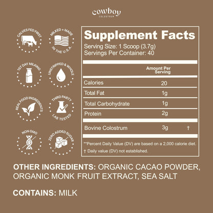 Cowboy - The Exclusive 1st Milking, Whole, Grass Fed Colostrum Supplement for Full Body Health - Sugar Free Bovine Colostrum Powder Packed with Bioactive(Vanilla & Chocolate) Nutrients - dailyvitalstore