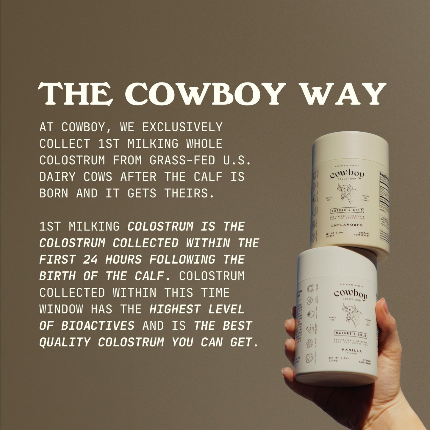 Cowboy - The Exclusive 1st Milking, Whole, Grass Fed Colostrum Supplement for Full Body Health - Sugar Free Bovine Colostrum Powder Packed with Bioactive(Vanilla & Chocolate) Nutrients - dailyvitalstore