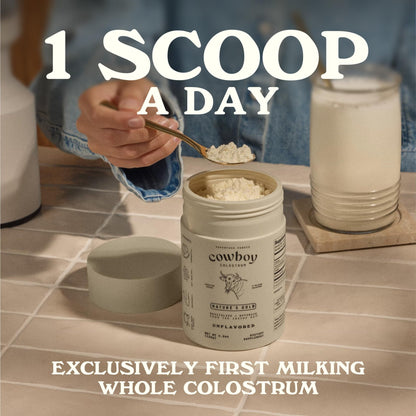 Cowboy - The Exclusive 1st Milking, Whole, Grass Fed Colostrum Supplement for Full Body Health - Sugar Free Bovine Colostrum Powder Packed with Bioactive(Vanilla & Chocolate) Nutrients - dailyvitalstore