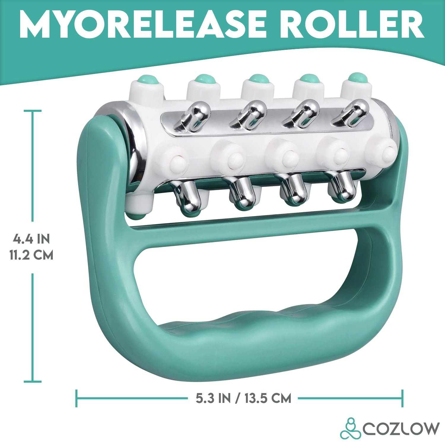 COZLOW - MyoRelease Lymphatic Drainage Massager - Green - Handheld Fascia Release + Scar Tissue Massage Roller for Shoulder, Neck, Belly, Thigh, Leg, Back, Glutes - Helps Reduce Cellulite Appearance - dailyvitalstore