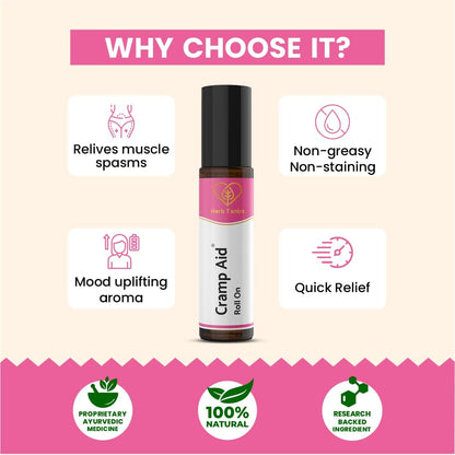 Cramp Aid Roll On for Menstrual Cramps | Instant Period Pain Relief | | Natural & Ayurvedic Alternative to hot Bags | Fits in Pocket - dailyvitalstore