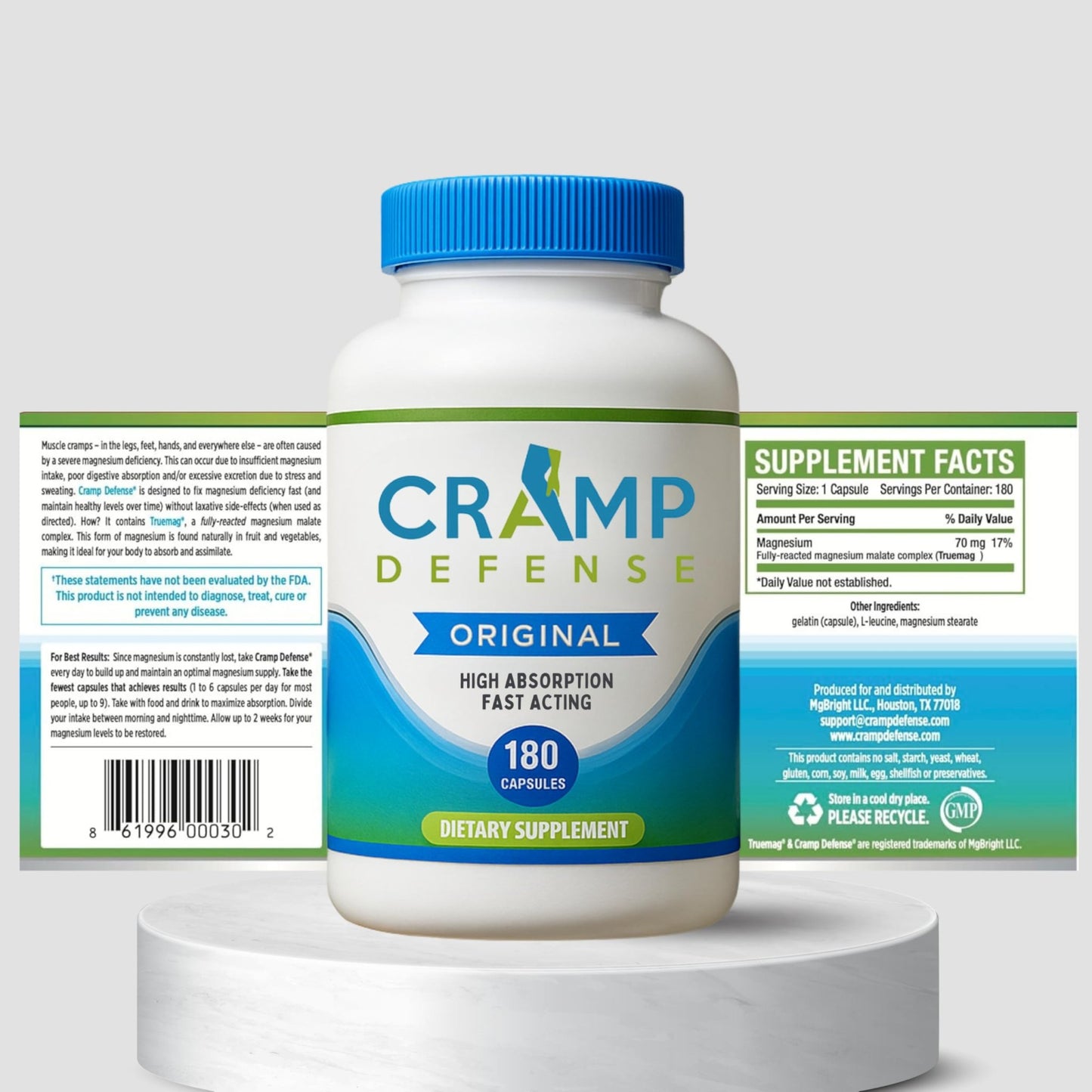 Cramp Defense® Leg Cramps Pills, Relief for All Muscle Cramps, Day and Night. Magnesium Supplement Capsules, 3-6 Month Supply. Non-Laxative - dailyvitalstore