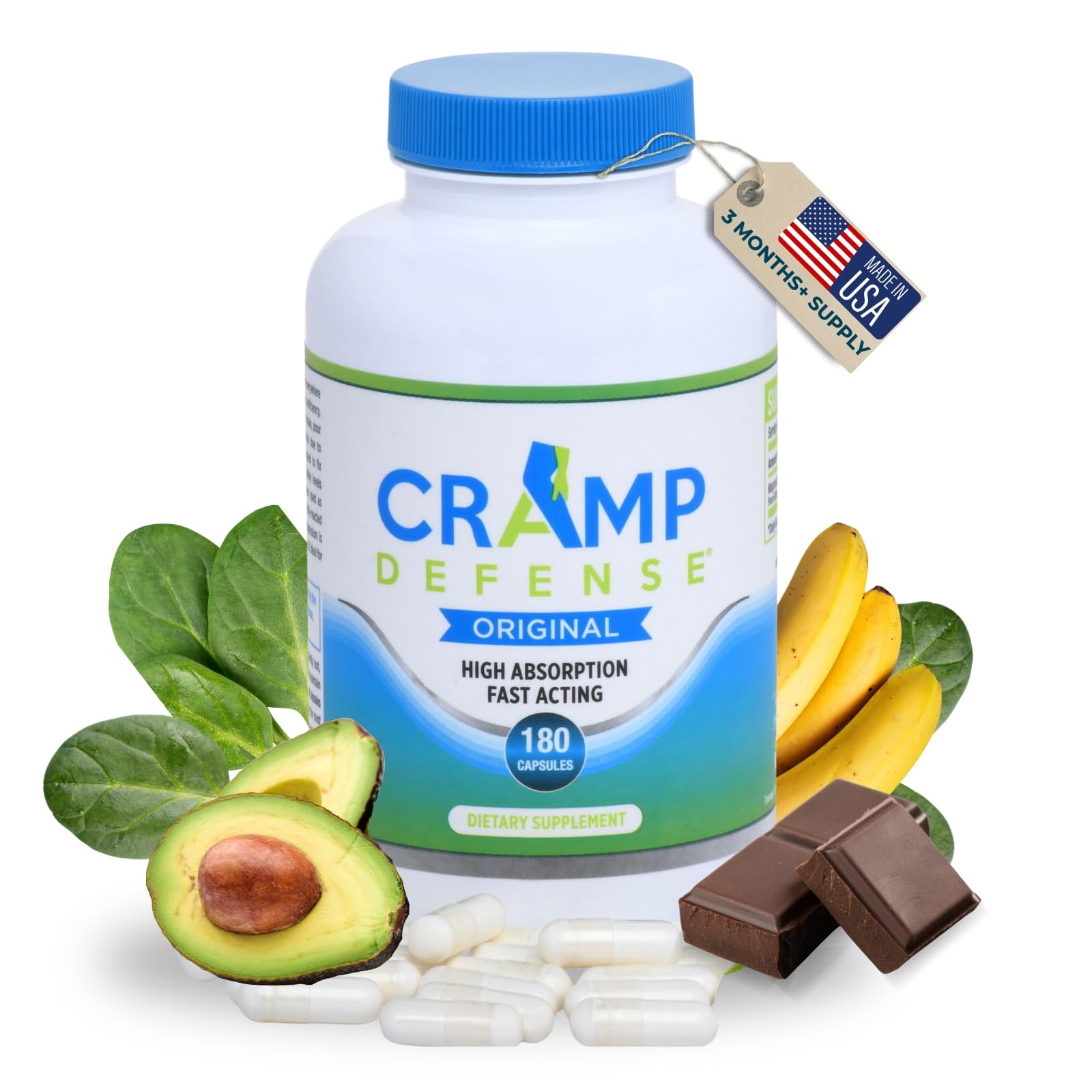 Cramp Defense® Leg Cramps Pills, Relief for All Muscle Cramps, Day and Night. Magnesium Supplement Capsules, 3-6 Month Supply. Non-Laxative - dailyvitalstore