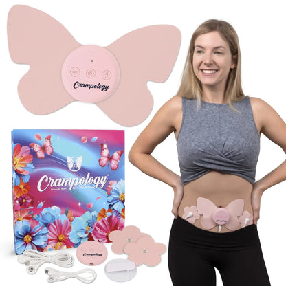 Crampology Relief Pink-Period Cramps Pain Relieving Device, Cramp Massager for Menstrual and Lower Back Ache, Reduces Endometriosis Discomfort, PMS TENS Unit, Wireless or Wired, Natural Cycle Support - dailyvitalstore