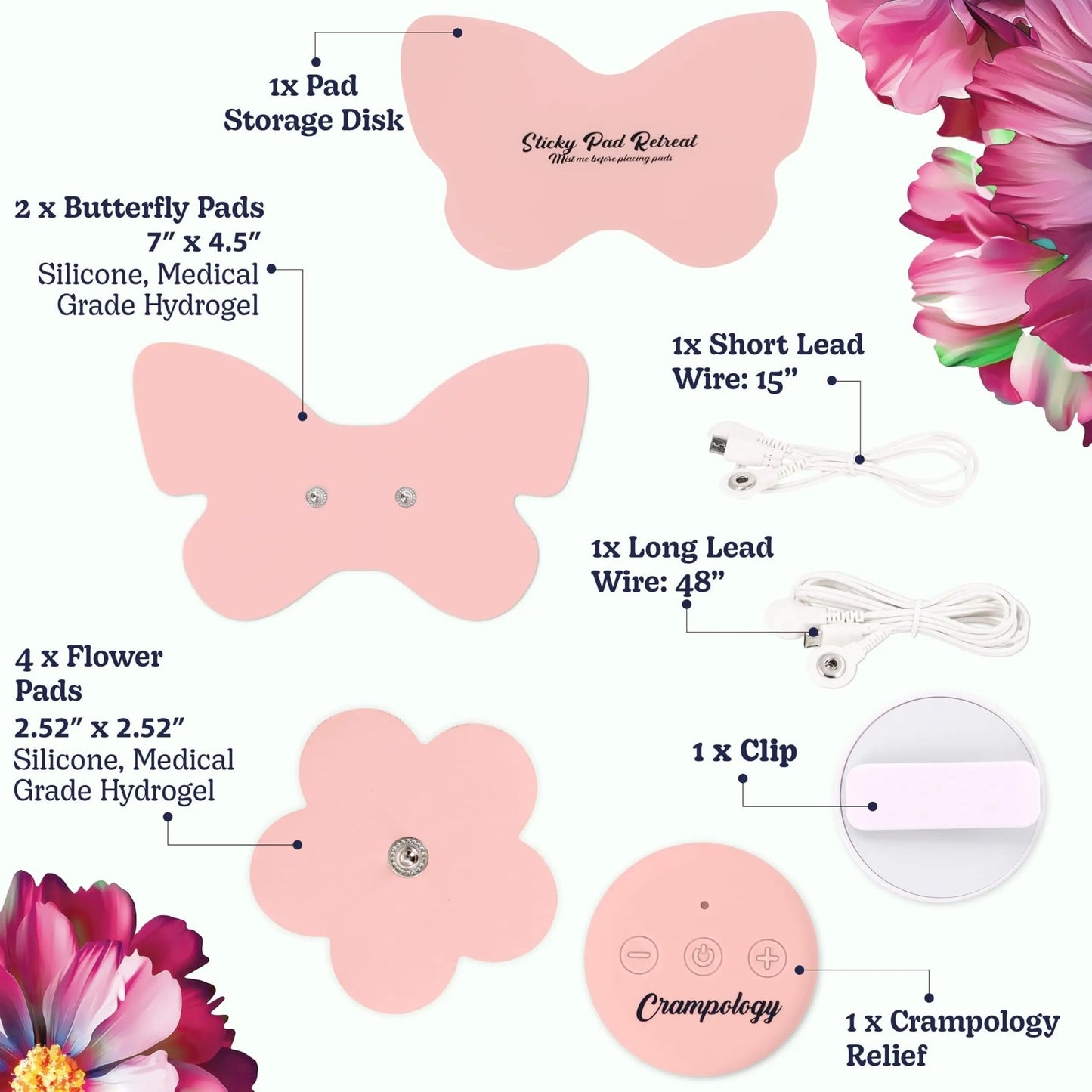 Crampology Relief Pink-Period Cramps Pain Relieving Device, Cramp Massager for Menstrual and Lower Back Ache, Reduces Endometriosis Discomfort, PMS TENS Unit, Wireless or Wired, Natural Cycle Support - dailyvitalstore