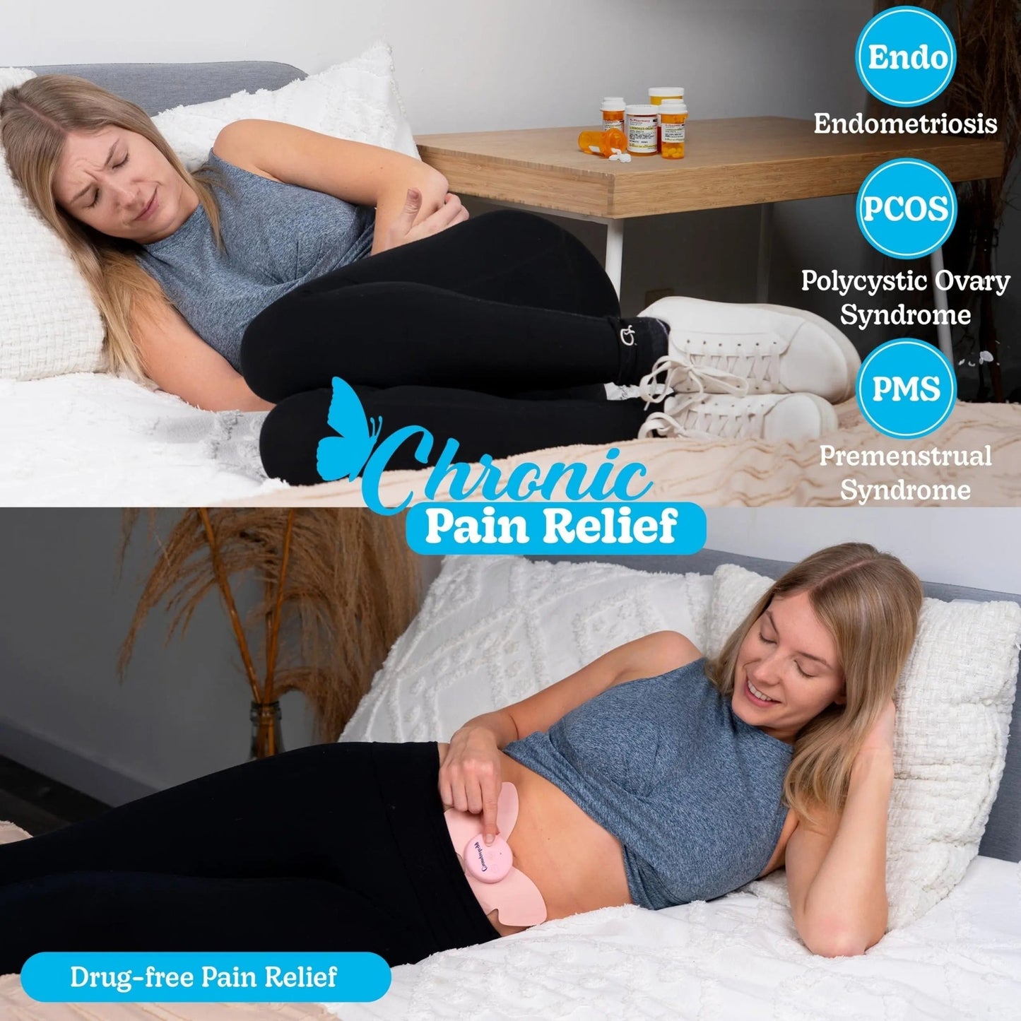Crampology Relief Pink-Period Cramps Pain Relieving Device, Cramp Massager for Menstrual and Lower Back Ache, Reduces Endometriosis Discomfort, PMS TENS Unit, Wireless or Wired, Natural Cycle Support - dailyvitalstore