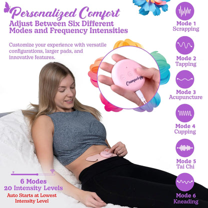Crampology Relief Pink-Period Cramps Pain Relieving Device, Cramp Massager for Menstrual and Lower Back Ache, Reduces Endometriosis Discomfort, PMS TENS Unit, Wireless or Wired, Natural Cycle Support - dailyvitalstore