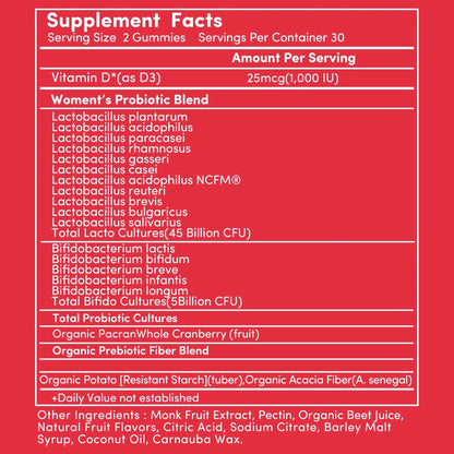 Cranberry Gummies UTI Treatment for Women | Urinary Tract Support for Women | Daily UTI Defense with Cranberry & Probiotics | Promotes Urinary Comfort & Normal Frequency | 60 Gummies - dailyvitalstore