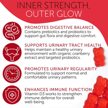Cranberry Gummies UTI Treatment for Women | Urinary Tract Support for Women | Daily UTI Defense with Cranberry & Probiotics | Promotes Urinary Comfort & Normal Frequency | 60 Gummies - dailyvitalstore