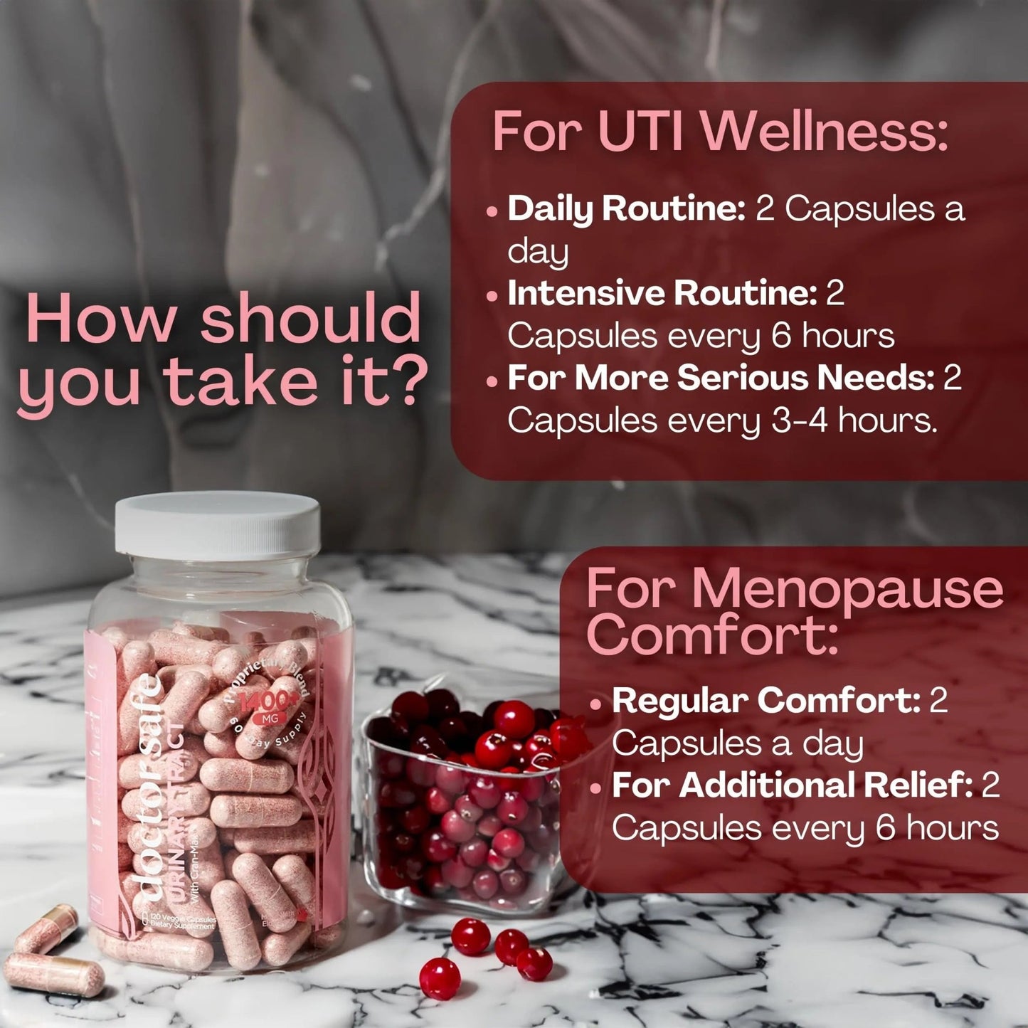 Cranberry Supplement, D-Mannose Capsules Made with Concentrated Whole Fruit Cranberry, Natural Support for Rapid Action to Help Cleanse and Protect the Urinary Tract* (120 Count) - dailyvitalstore