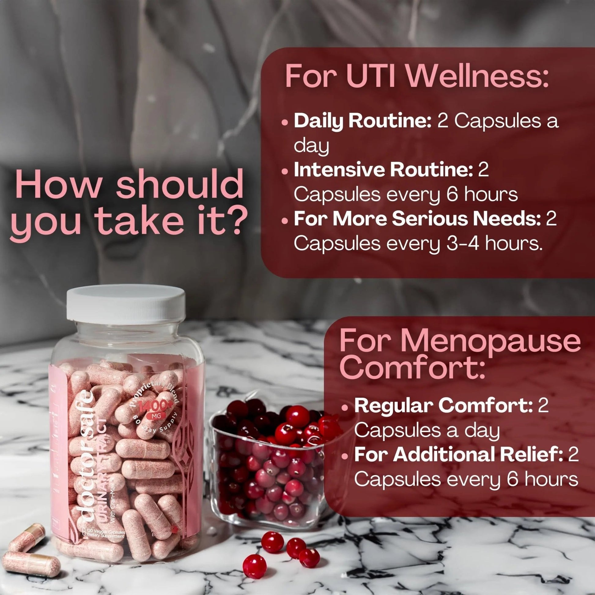 Cranberry Supplement, D-Mannose Capsules Made with Concentrated Whole Fruit Cranberry, Natural Support for Rapid Action to Help Cleanse and Protect the Urinary Tract* (120 Count) - dailyvitalstore