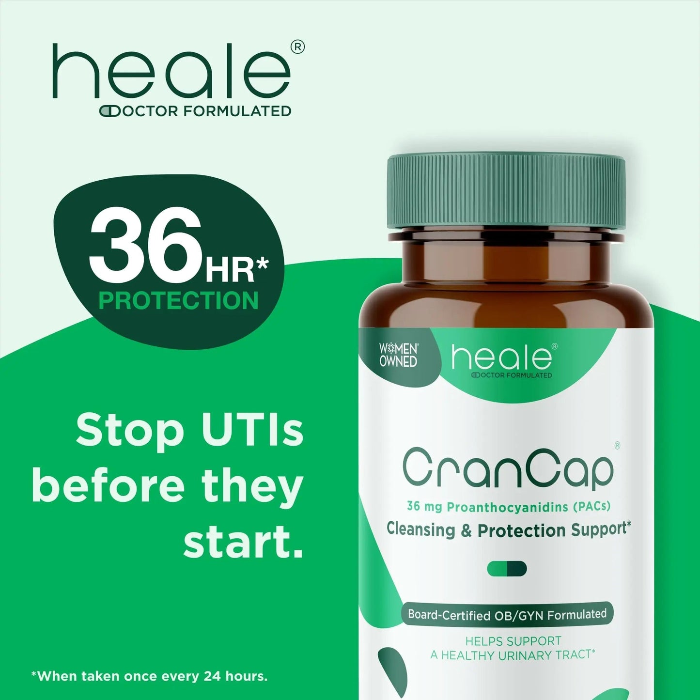 CranCap - Cranberry Pills - Urinary Tract Health Cranberry Supplement - 36mg of Potent PACs - Non GMO, Vegan, Gluten Free - by Heale - 30 Capsules - dailyvitalstore