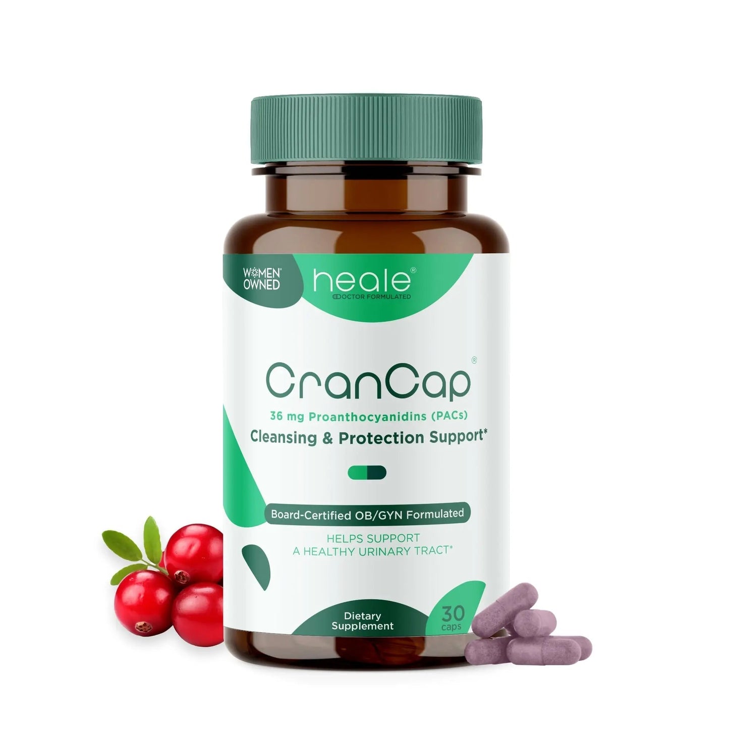 CranCap - Cranberry Pills - Urinary Tract Health Cranberry Supplement - 36mg of Potent PACs - Non GMO, Vegan, Gluten Free - by Heale - 30 Capsules - dailyvitalstore