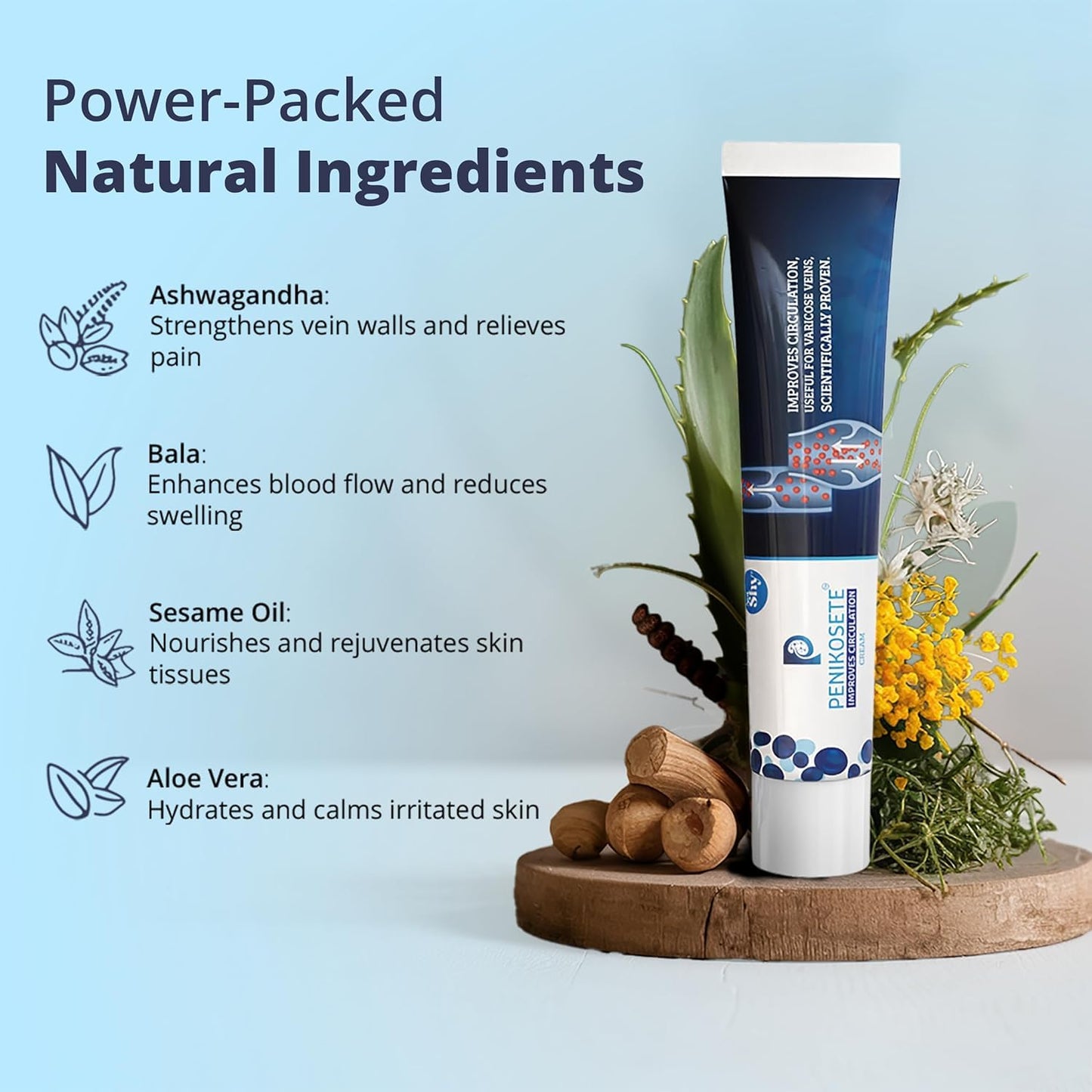 Cream Ayurvedic Solution for Management of Varicose Veins, Spider Veins, Varicocele Helps Reach The Root Cause of varicose Veins Reduces Cramps, Itching & Swelling. Single Tube (25 GMS). - dailyvitalstore