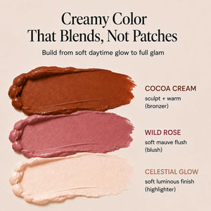 Cream Contour Stick Set – Blush, Bronzer & Highlighter Trio | Hydrating, Buildable, High-Pigment Makeup with Shea Butter & Vitamin E | Phoenix Beauty Gift Set (Enchanted) - dailyvitalstore