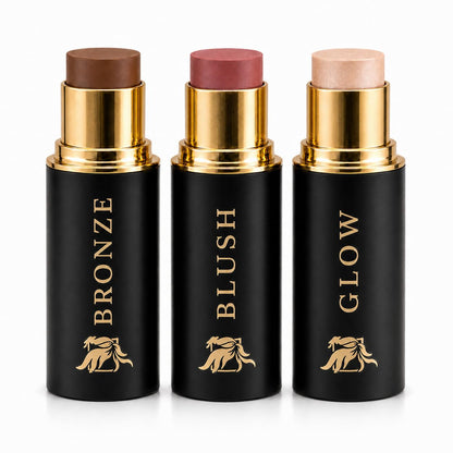 Cream Contour Stick Set – Blush, Bronzer & Highlighter Trio | Hydrating, Buildable, High-Pigment Makeup with Shea Butter & Vitamin E | Phoenix Beauty Gift Set (Enchanted) - dailyvitalstore